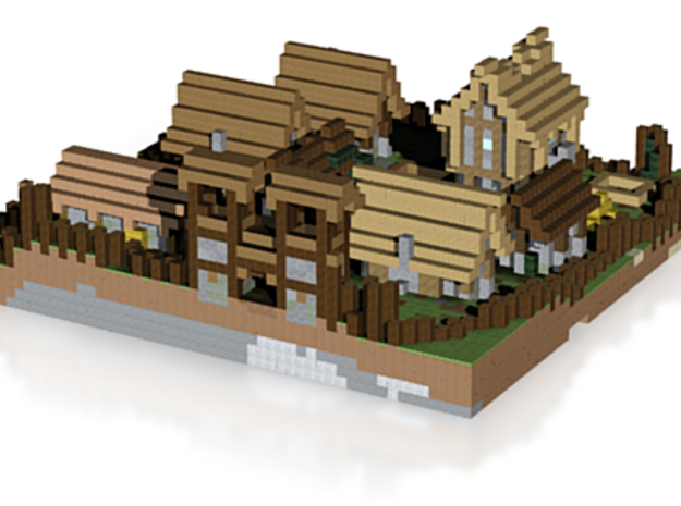 Minecraft Wooden Fort in Natural Full Color Sandstone