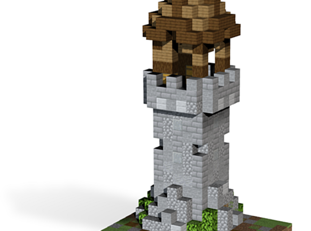 Minecraft Medieval Tower Base in Natural Full Color Sandstone