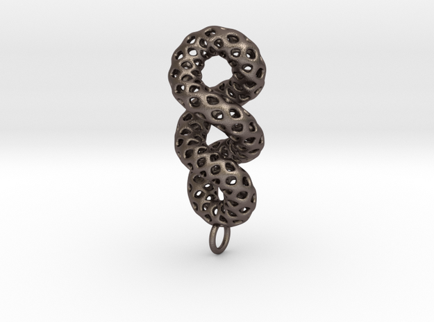 Cruller - A Pendant in Steel in Polished Bronzed-Silver Steel