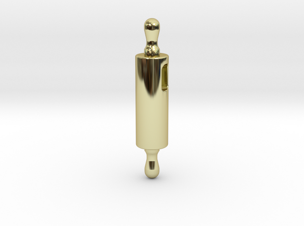Rolling Pin pendant in 18k Gold Plated Brass