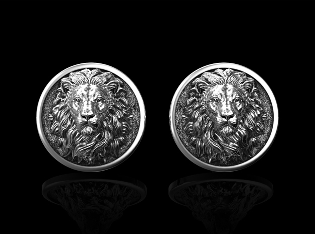 Lion Cufflinks No.3 in Antique Silver