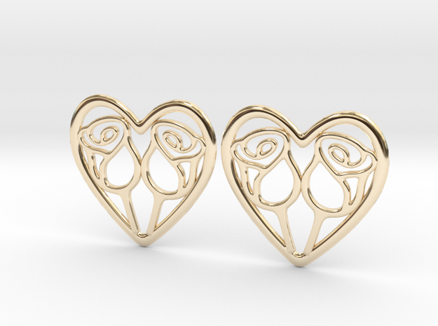 Rose and heart pair in 14K Yellow Gold