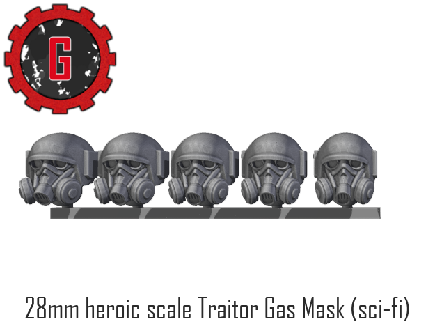 28mm Heroic Traitor Guard in futuristic gas masks in Tan Fine Detail Plastic: Small