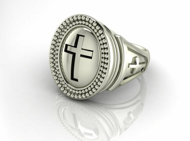 Pastors ring 10 1/5 in Fine Detail Polished Silver