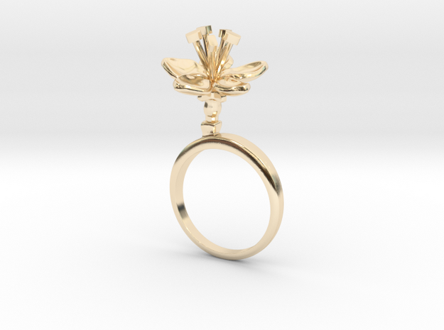 Ring with one small open flower of the Apple in 14k Gold Plated Brass: 7.25 / 54.625