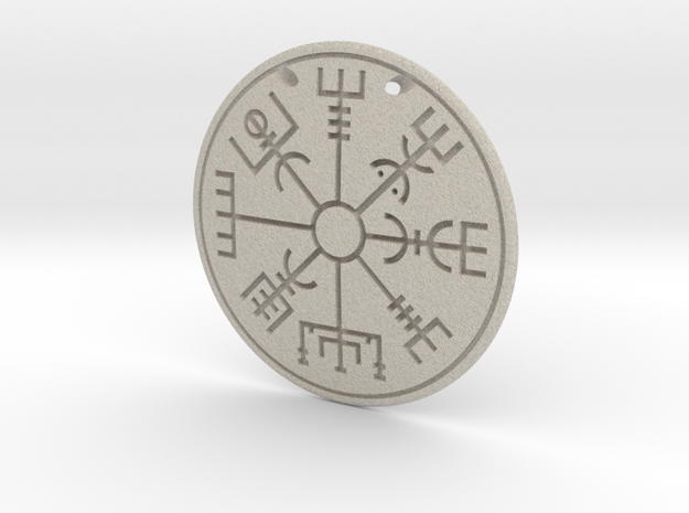 Pendant Runic compass D40mm in Natural Sandstone