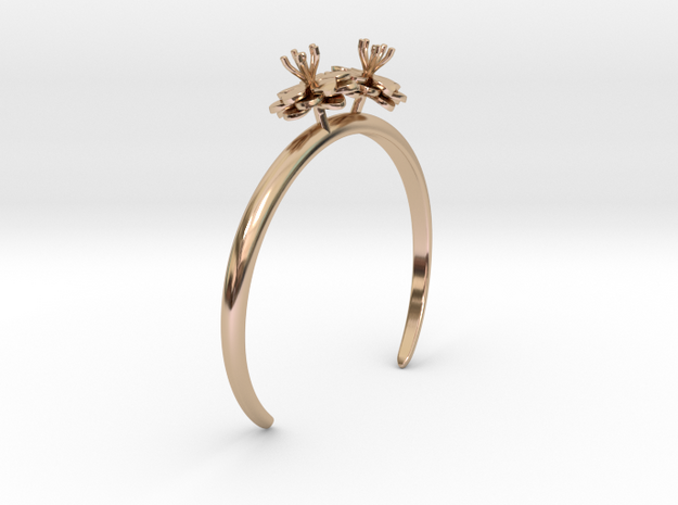 Bracelet with two small flowers of the Anemone in 14k Rose Gold Plated Brass: Medium