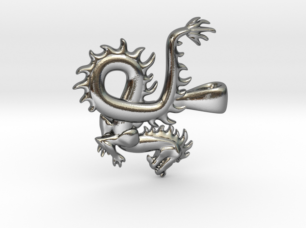 Dragon Pendant in Polished Silver