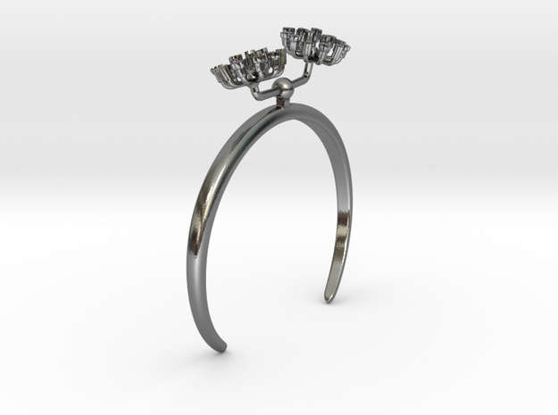 Bracelet with two small flowers of the Fennel in Polished Silver: Medium