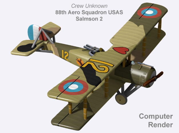 Salmson 2 of 88th Aero Sqn. (full color) in Natural Full Color Nylon 12 (MJF)