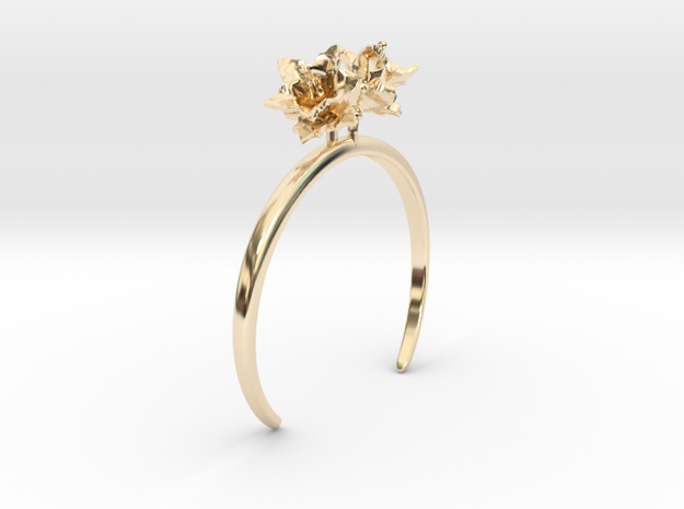 Bracelet with two small flowers in the Potato in 14k Gold Plated Brass: Medium