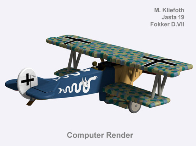 Max Kliefoth Fokker D.VII (full color) in Natural Full Color Nylon 12 (MJF)