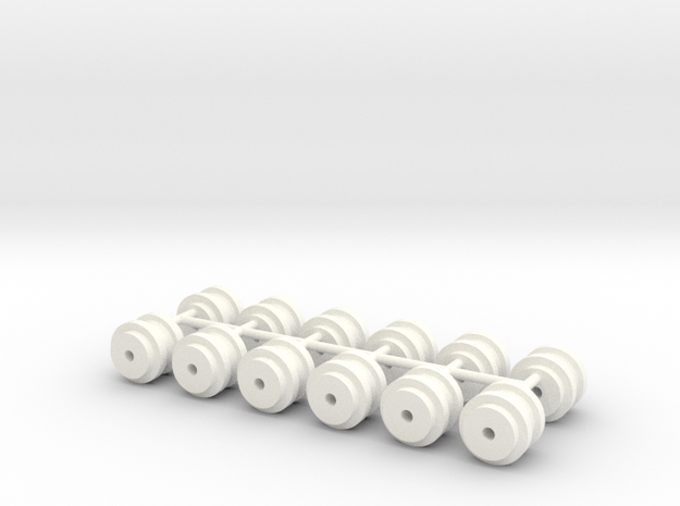 00 Scale Listowel Lartigue Wheels in White Processed Versatile Plastic