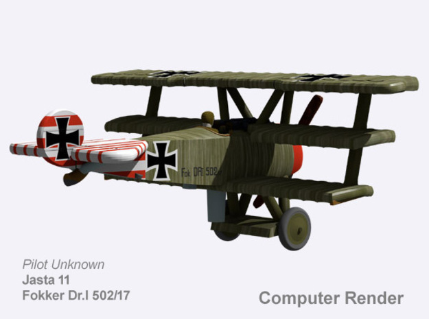 Fokker Dr.I 502/17 (full color) in Natural Full Color Nylon 12 (MJF)