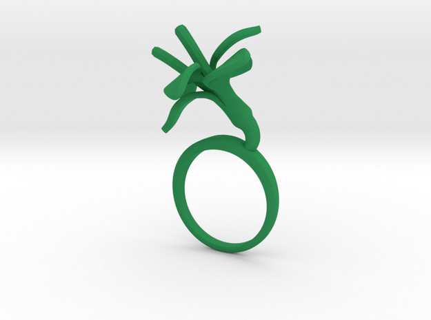 Ring with one large flower of the Amaryllis in Green Processed Versatile Plastic: 7.25 / 54.625