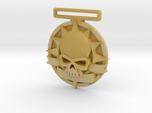 Small Tournament Medal : Blank Halo Skull  in Tan Fine Detail Plastic