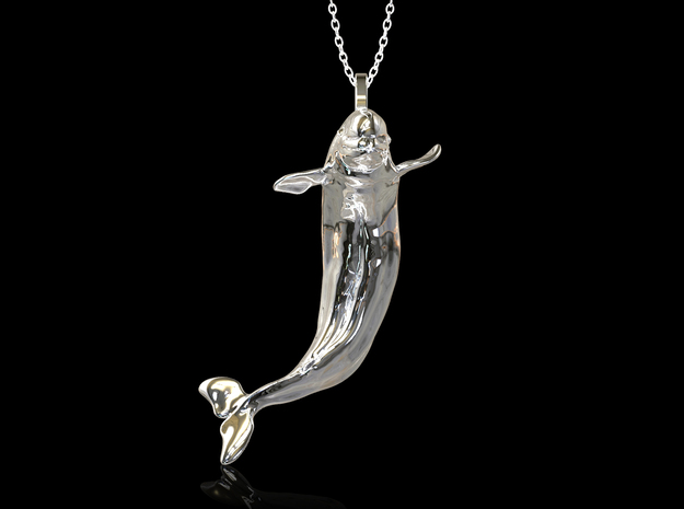 Beluga Whale Pendant in Polished Silver