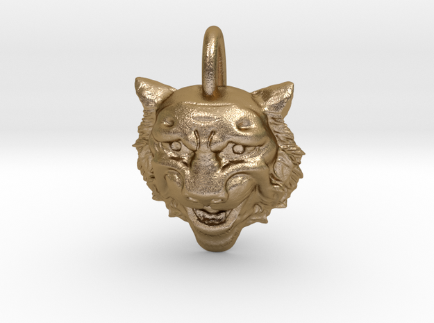 Leopard's head for pendant in Polished Gold Steel