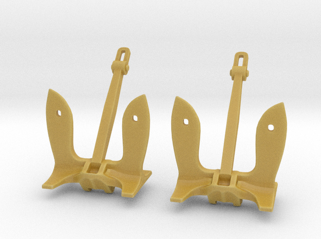 1/240 RV Calypso Danforth anchors Set in Tan Fine Detail Plastic