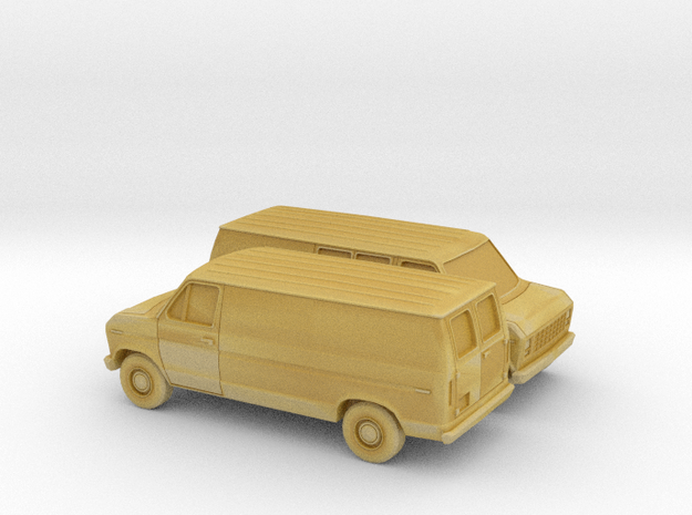 1/120 2X 1975-91 Ford E-Series Delivery Van in Tan Fine Detail Plastic