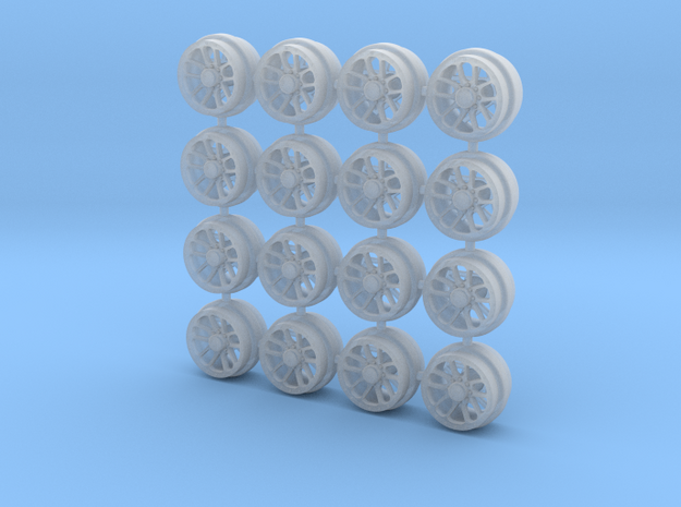 1/64 scale Utilitarian Lifestyle wheels 8mm in Clear Ultra Fine Detail Plastic