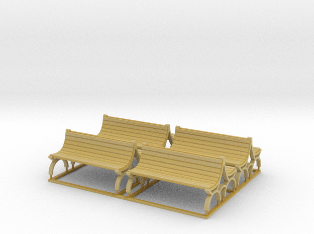 Bench type E (duble) - H0 ( 1:87 scale ) 4 Pcs set in Tan Fine Detail Plastic