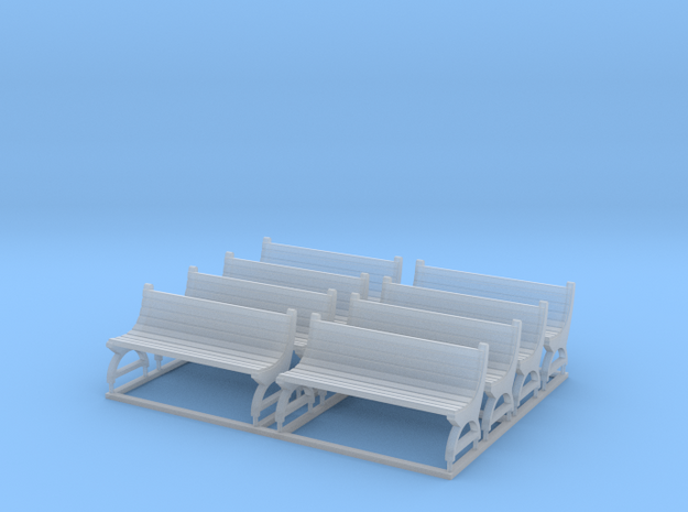 Bench type D - H0 ( 1:87 scale ) 8 Pcs set in Clear Ultra Fine Detail Plastic