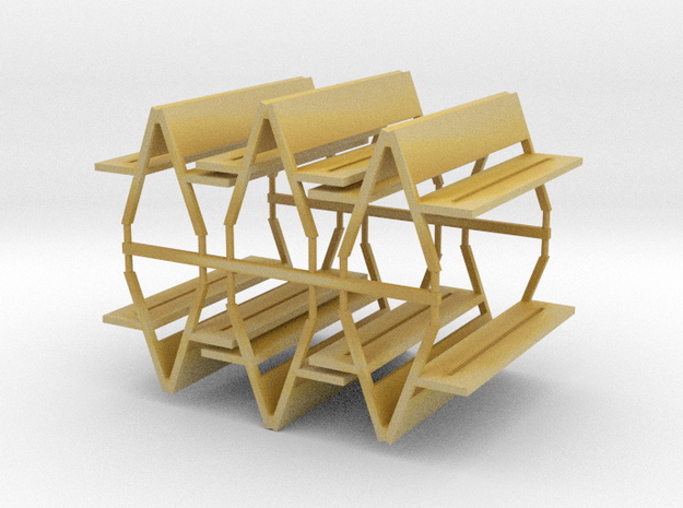 Bench type F (duble) - H0 ( 1:87 scale ) 6 Pcs set in Tan Fine Detail Plastic