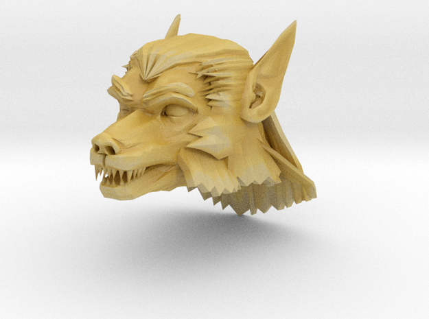werewolf head 1 in Tan Fine Detail Plastic