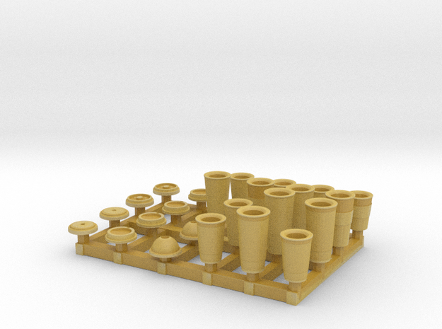 Coffee and Soda Cups separate Lids 1/24 scale in Tan Fine Detail Plastic