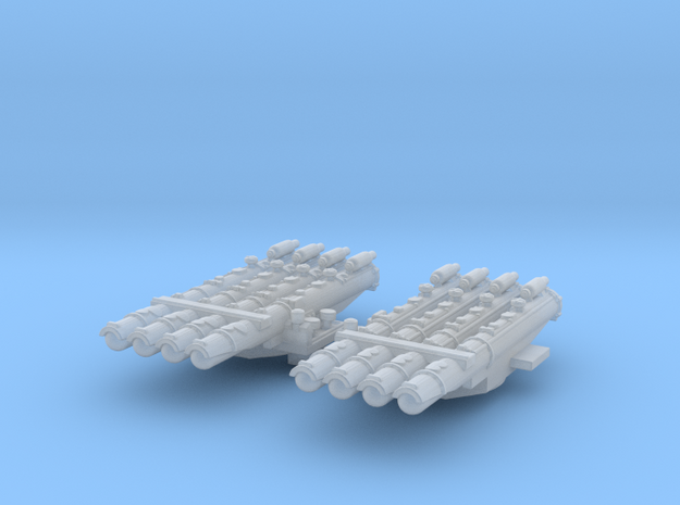 1/700 Scale RN WW2 Quad Torpedo Tubes x2 in Clear Ultra Fine Detail Plastic