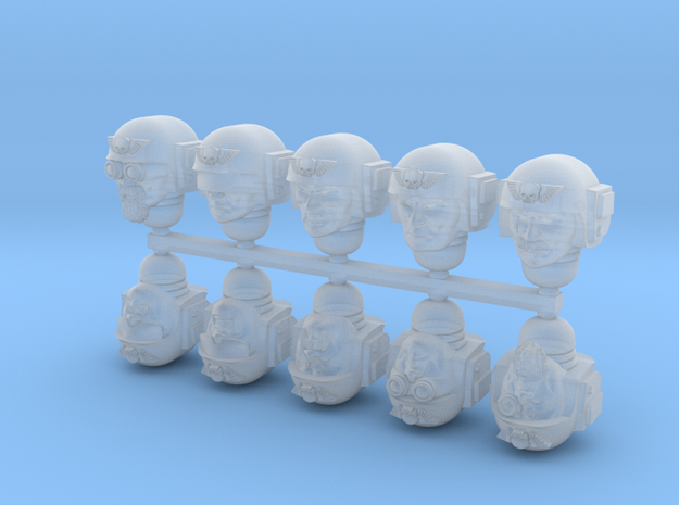 Imperial Soldier Heads Set 5 10x Mix in Clear Ultra Fine Detail Plastic