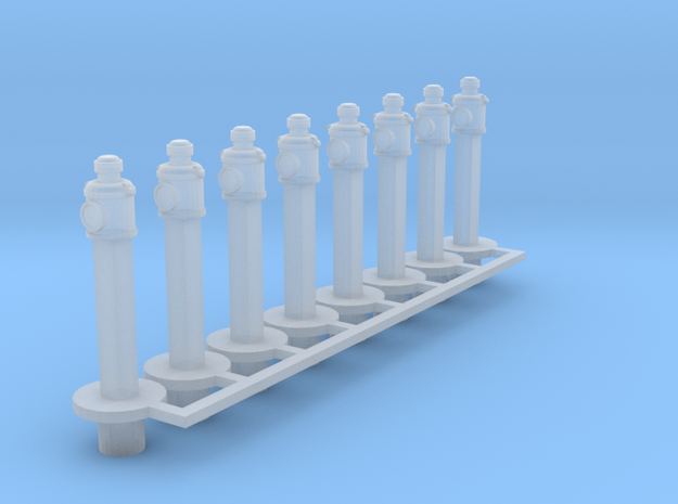 7mm Scale Clearance Posts & Lamps x 8 in Clear Ultra Fine Detail Plastic