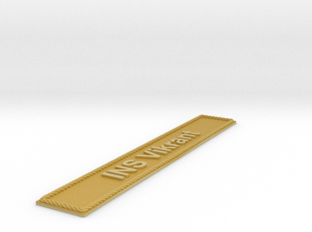 Nameplate INS Vikrant (10 cm) in Tan Fine Detail Plastic