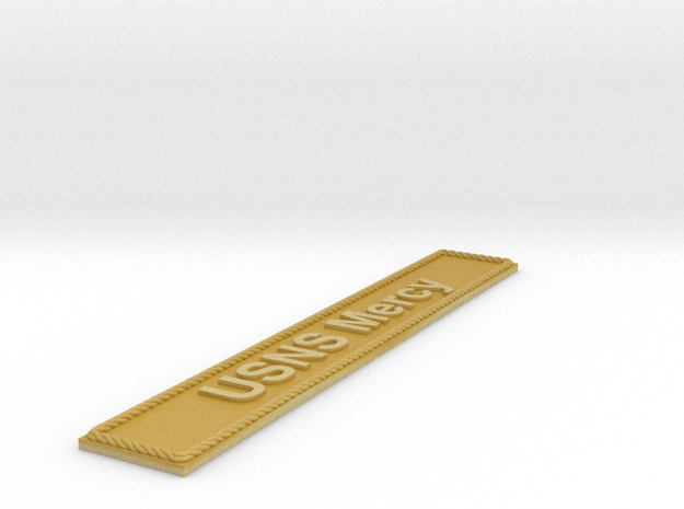 Nameplate USNS Mercy in Tan Fine Detail Plastic
