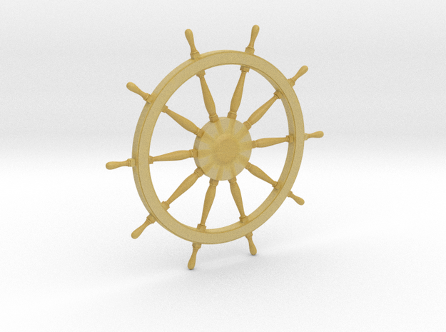 1/64 Ship's Wheel (Helm) 24 mm diameter in Tan Fine Detail Plastic