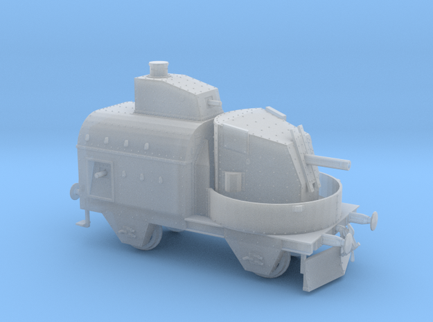 1/87th (H0) scale Armoured traincar, gun carriage in Clear Ultra Fine Detail Plastic