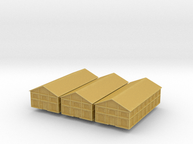 1/1200th scale 3 x Old warehouses (set 2) in Tan Fine Detail Plastic