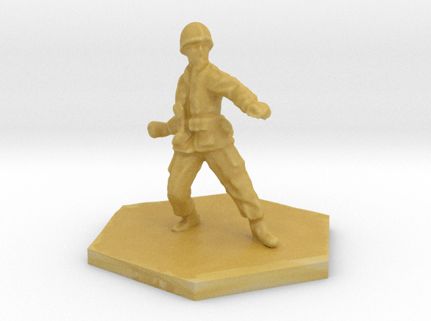 Grenade WW2 Soldier hex figure in Tan Fine Detail Plastic