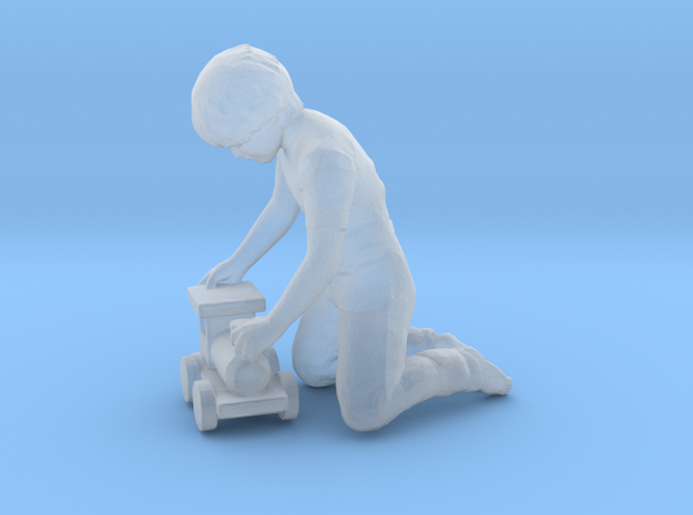 Child Kneeling w/Toy Train in Clear Ultra Fine Detail Plastic