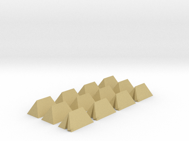 12 Small Tents for 6mm, 1/300 or 1/285 in Tan Fine Detail Plastic