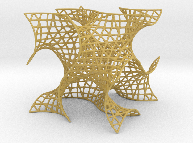 Gyroid Mesh, single cell in Tan Fine Detail Plastic