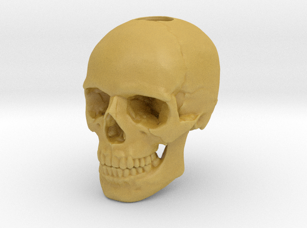 14mm .55in Keychain Bead Human Skull in Tan Fine Detail Plastic