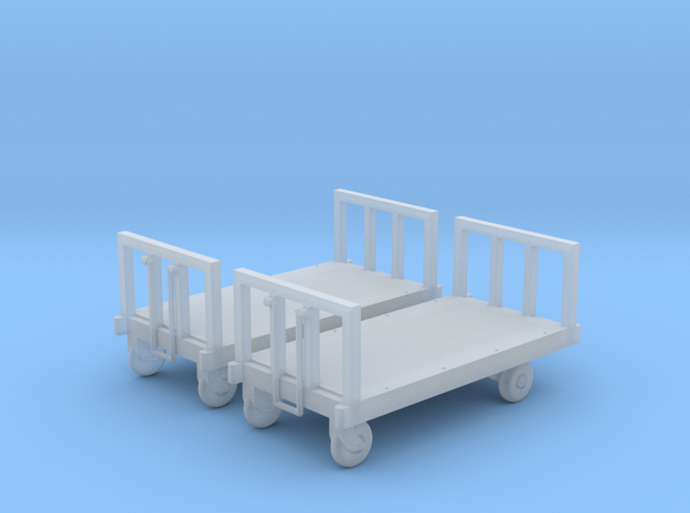 Four wheeled platform trolley (HO scale) in Clear Ultra Fine Detail Plastic