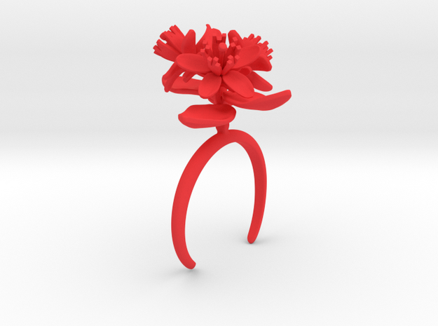 Bracelet with three large flowers of the Lemon L in Red Processed Versatile Plastic: Extra Small