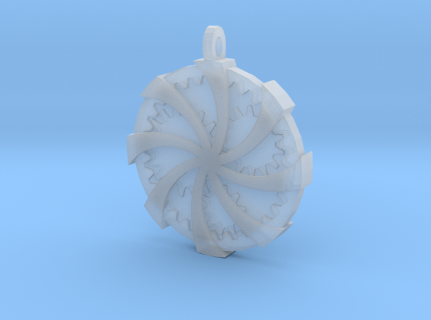 Wrapped Cog Pendant in Clear Ultra Fine Detail Plastic