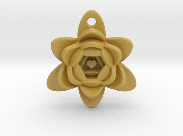 Heart Triangle Flower Pendant in Tan Fine Detail Plastic