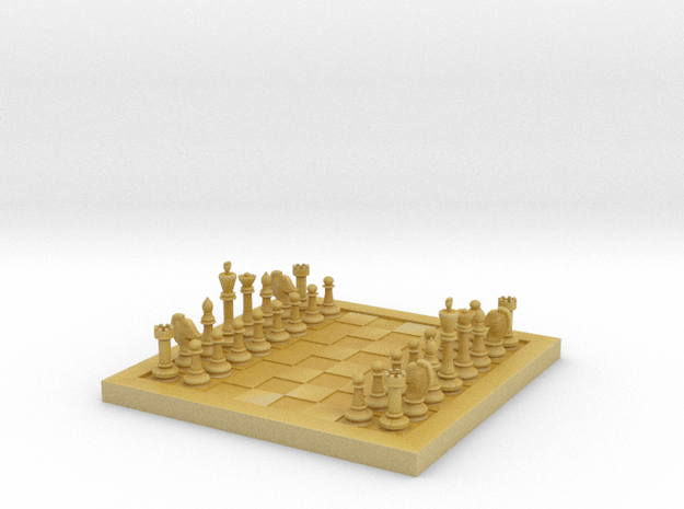 1/18 Chess Board and Pieces (Game Start) in Tan Fine Detail Plastic
