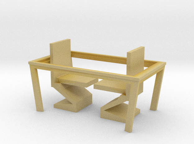 Nether Chair and Table Set in Tan Fine Detail Plastic