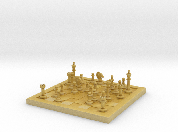 1/18 Scale Chess Board Mid-game (v02) in Tan Fine Detail Plastic